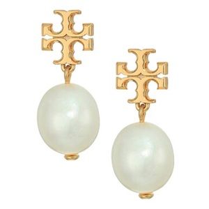 TORY BURCH • Gold Kira Pearl Drop Earrings